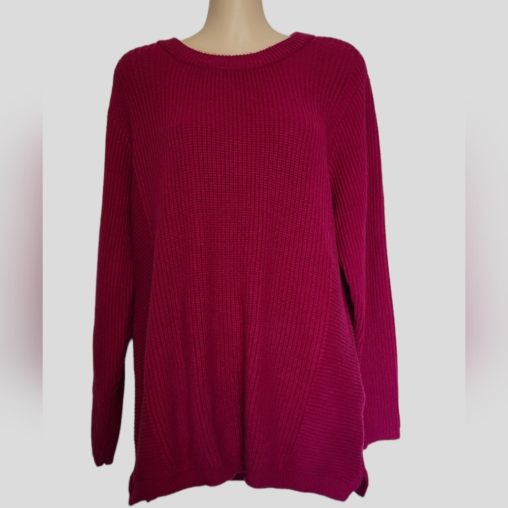 Cozy Cyrus Fuschia Pink Purple Tunic Sweater Large